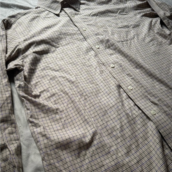 Lauren Ralph Lauren Men’s Brown Plaid Dress Button Down Shirt Size 16 34/35 - Picture 3 of 6